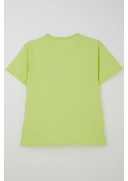 Erkek Çocuk Tişört Yazı Bakılı 5-10 Yaş, Fıstık Yeşili fiyatları