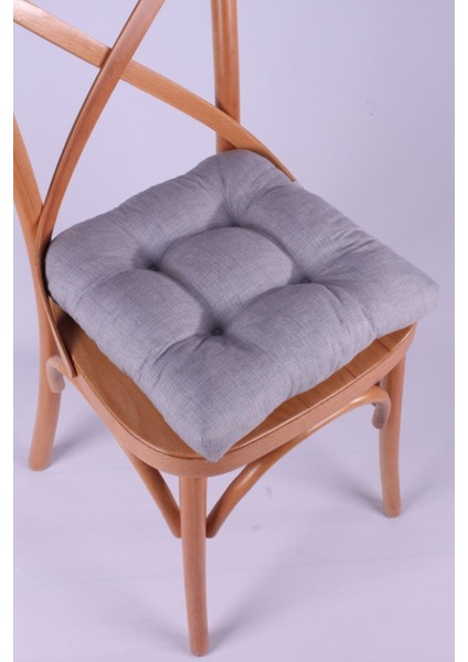 Elite Lina Gri Pofidik Sandalye Minderi Özel Dikişli Bağcıklı 40X40 cm 1 Adet