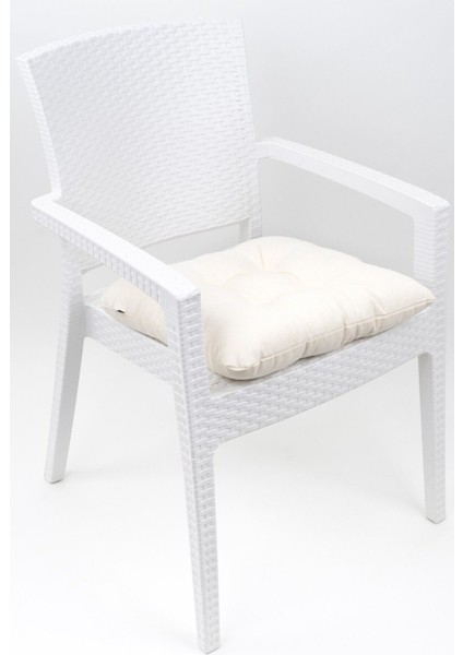 Elite Mega Krem Sandalye Minderi 45X45 Özel Dikişli Bağcıklı 1 Adet