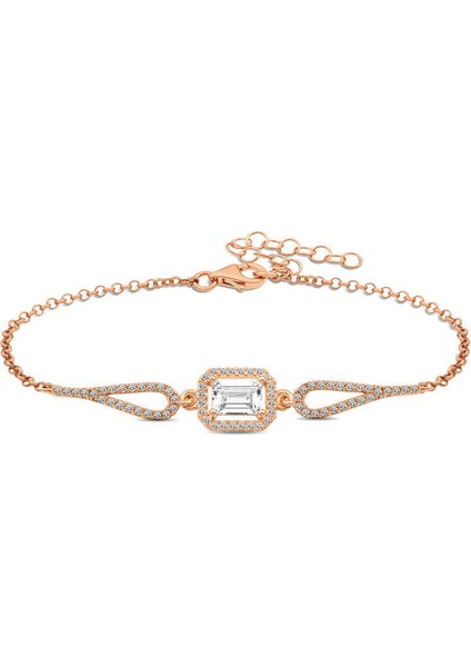 Gümüş Rose Dikdörtgen Baget Bileklik