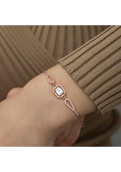 Gümüş Rose Dikdörtgen Baget Bileklik modelleri