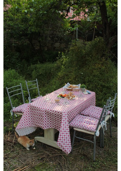 Elite 4 Minder 45 x 45CM + Yer Masa Piknik Örtüsü Sofra Bezi 160 x 160 Set (Fuşya) 1 Adet