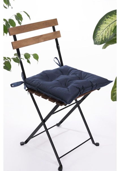 Elite Düz Dekoratif Pofidik Sandalye Minderi Bağcıklı 40X40 (Lacivert) 1 Adet