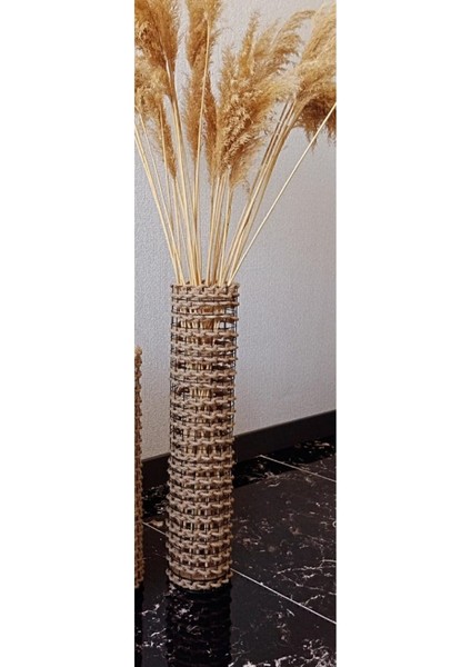 Elite Dekoratif Metal Tel Hasır Örgülü El Yapımı Çiçek Pampas Vazosu Dar 60CM Düzenleyici 1 Adet
