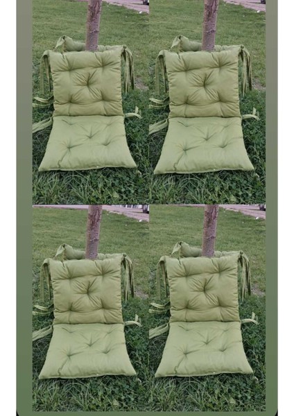 Elite 4' Lü Kombin Arkalıklı Pofidik Kare Sandalye Minderi 40 × 85 cm Yeşil 1 Adet