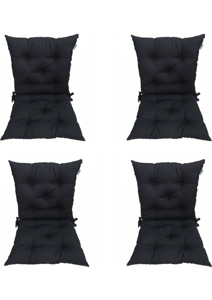 Elite 4'lü Kombin Arkalıklı Pofidik Kare Sandalye Minderi 40 x 85 cm Siyah 1 Adet