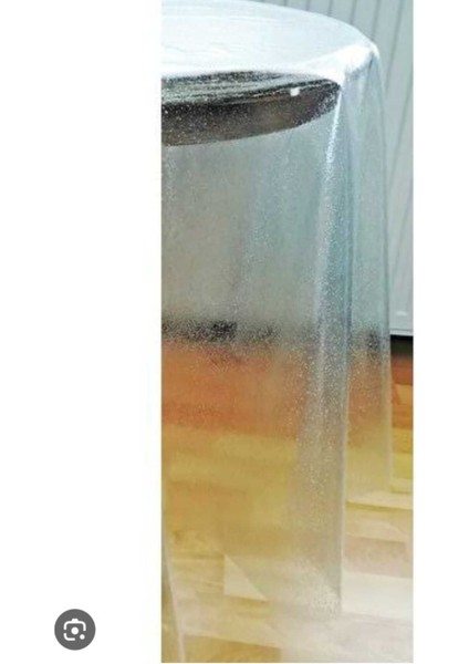 Elite Simli Şeffaf Yuvarlak Masa Örtüsü 140CM Çap (Kat Izi Olmadan Rulo Şeklinde Gönderim) 1 Adet