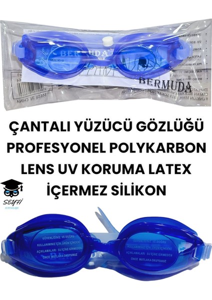 Elite Mavi Polikarbon Yüzücü Gözlüğü, Uv Korumalı, Silikon ve Latex Içermeyen, Şık Tasarım 1 Adet