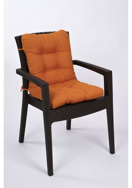 Elite Neva Pofidik Turuncu Arkalıklı Sandalye Minderi Özel Dikişli Bağcıklı, 44X88 cm 1 Adet