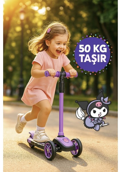 Kuromi Figürlü 3 Tekerlekli Çocuk Scooter - 50 kg Taşır