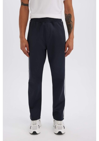 Fit Sporcu Jogger Eşofman Altı Standart Fit Standart Paça Skuba Dalgıç Kumaş Beli Lastikli Düz Paça E3932AX24WN