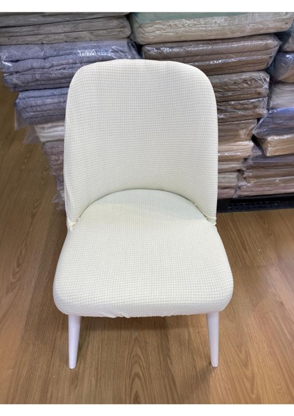 Elite Streç Lastikli Bambu Büyük Oval Sandalye Kılıfı. Sandalye Örtüsü. 1 Adet. Krem Renk 1 Adet
