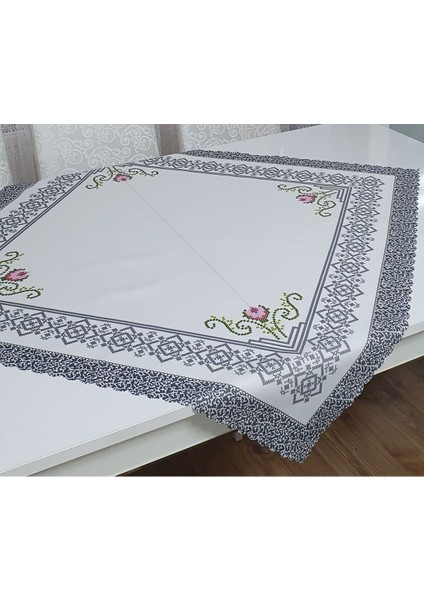 Elite Lale Kanaviçe Desenli Baskılı Polyester Kumaş Fiskos ÖRTÜSÜ(95×95CM) 1 Adet