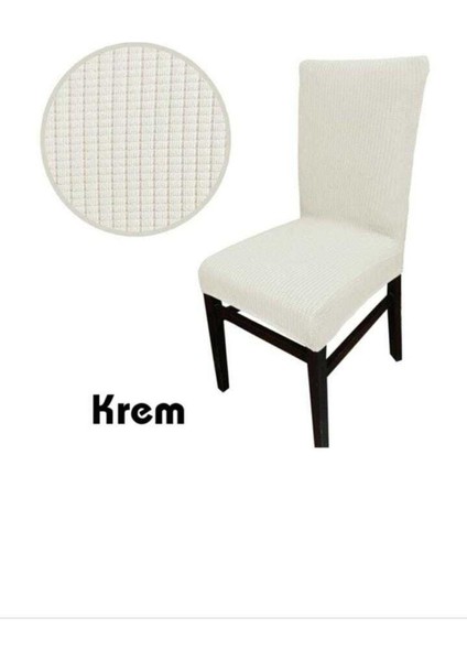 Elite Krem Renk Piti Kare Mutfak Desn Salon Sandalye Kılıfı Streç Yıkanabilir Likralı Lastikli 1 Adet 1 Adet