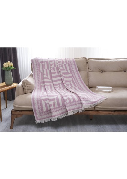Elite Pink Versailles Koltuk Şalı, %100 Pamuk Yıkanmış Kumaş, 130*200 cm 1 Adet