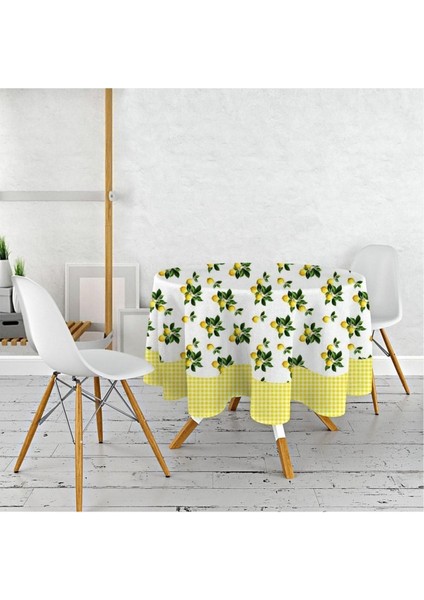Elite Limon Baskılı Dertsiz Kumaş 150 cm Yuvarlak Masa Örtüsü 1 Adet