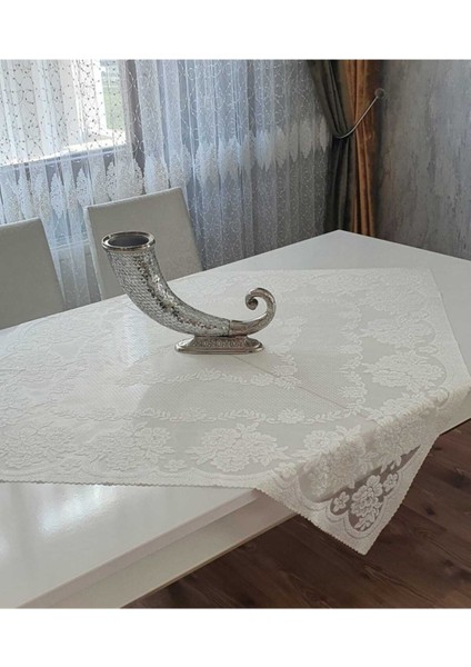 Elite Kdk Örme Tül Gül Demeti Fiskos Örtüsü Krem (100*100) 1 Adet