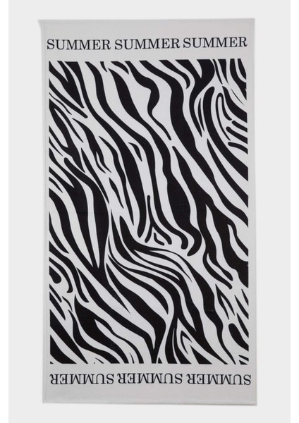 Kadın Zebra Desenli Pamuklu Plaj Havlusu C1161AX25SM