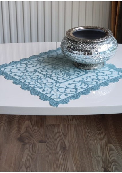Elite Osmanlı Desen Örme Peçete Örtüsü 6 Adet 30X30 (Mavi) 1 Adet