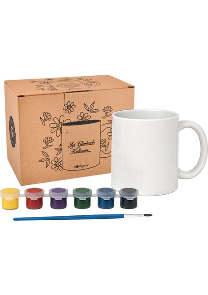 Kupa Bardak Boyama Seti – Kendin Tasarla Hediye Kutulu Seramik Kupa ve Boya Seti