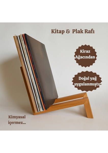 Ahşap Plaklık / Kitaplık (Kiraz Ağacından El Yapımı )(26X22X14 Cm)– Minimal Tasarım