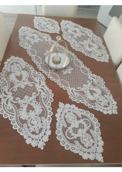 Elite Afrodit Dantel 5 Parça Şık Salon Takımı 1 Adet