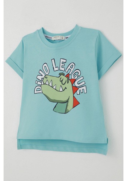 Erkek Çocuk Tişört Lig Yıldızı Dinozor Baskılı 2-6 Yaş, Açık Mavi modelleri