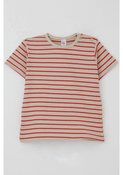 Erkek Çocuk Tişört Patlı Çizgili 1-4 Yaş, Bej
