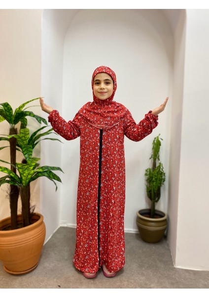 Kız Çocuk Namaz Elbisesi Desenli Fermuarlı modelleri