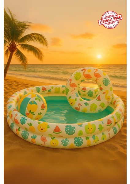 Elite 2 Boğumlu Şişme Bebek Havuzu Deniz Topu ve Simit Set 122 x 20 cm 1 Adet