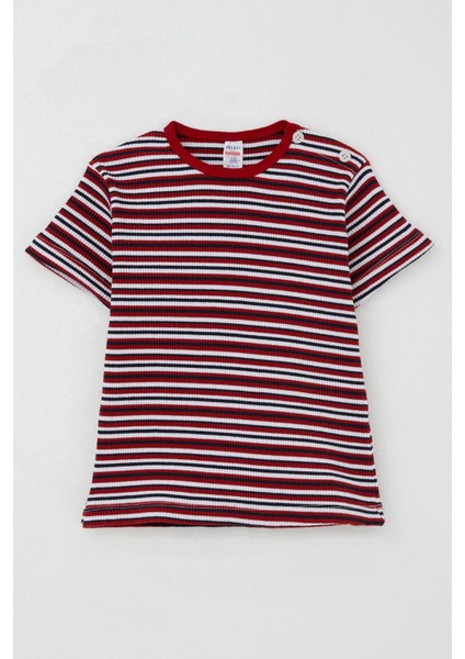 Erkek Çocuk Tişört Patlı Çizgili 1-4 Yaş, Kırmızı