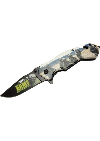 Mtech 4 23 3 Army Kurtarma / Kamp Çakı 20CM - Yarı Otomatik, Kemerlikli, Cam Kırma ve Ip Kesme Aparatlı