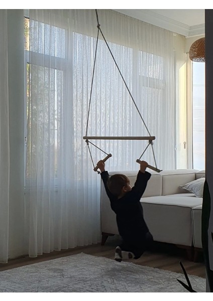 Trapez Ahşap Duyusal Salıncak 8mm Ip 100KG Taşır Set Çocuk Aktivite Jimnastik Gelişim Salıncağı