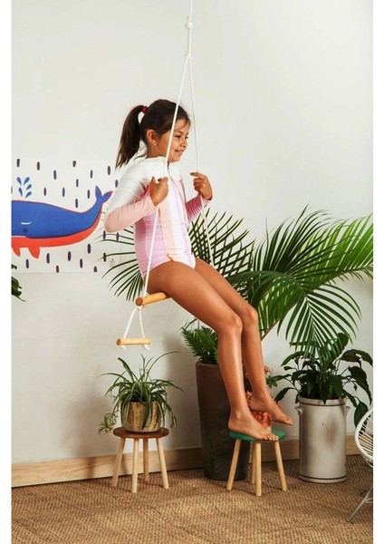 Trapez Ahşap Duyusal Salıncak 8mm Ip 100KG Taşır Set Çocuk Aktivite Jimnastik Gelişim Salıncağı indirimleri