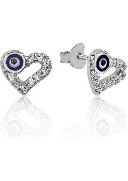 Gümüş Kalpli Nazar Çivili Küpe fiyatları