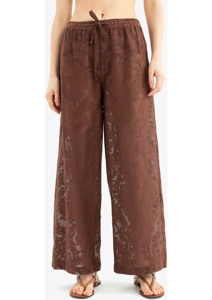 Dantelli Esnek Belli Dantel Plaj Pantolonu-Fall in Love D9767AX25SM
