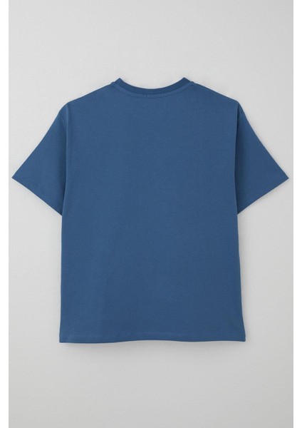 Erkek Çocuk Tişört Yazı Baskılı 8-12 Yaş, Indigo fiyatları