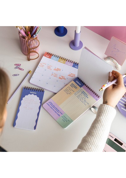 Haftalık ve Günlük 3’lü Masaüstü Süresiz Planlayıcı Set - Kurdele fırsatları
