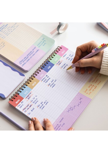 Haftalık ve Günlük 3’lü Masaüstü Süresiz Planlayıcı Set - Kurdele indirimleri