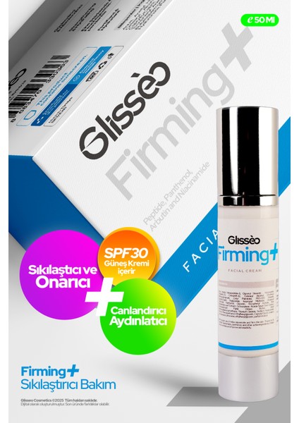Firming %12 Peptid %2 Panthenol Sıkılaşma, Canlılık Ve Derin Onarıcı Etkili Spf30 Güneş Kremli Yüz Kremi 50 ml