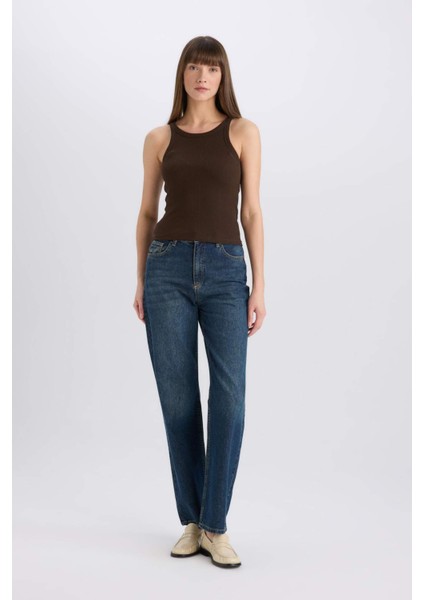 Slim Fit Dar Kesim Halter Yaka Fitilli Kaşkorse Atlet E2176AX25SP