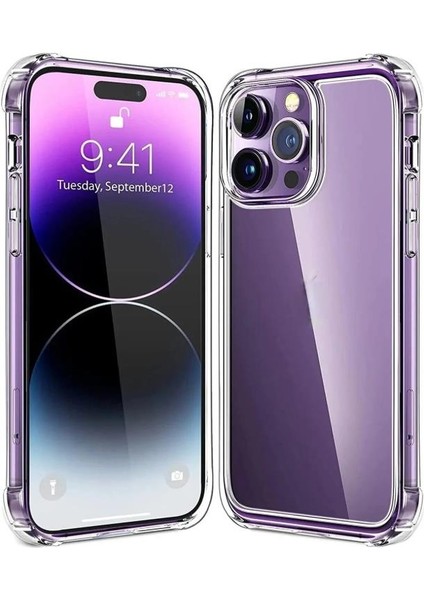 iPhone 14 Pro Max Uyumlu Darbe Önleyici Sararmaya Dayanıklı Airbag Korumalı Ultra Slim Tpu Şeffaf Silikon Kılıf