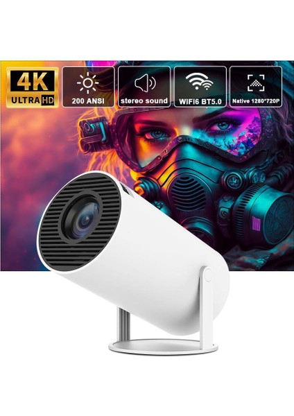 HY300 Akıllı Projeksiyon Cihazı Ev Sineması | 1280X720 Ultra Hd, Android 11, Bluetooth, Wifi Destekli Taşınabilir Sinema Projektörü
