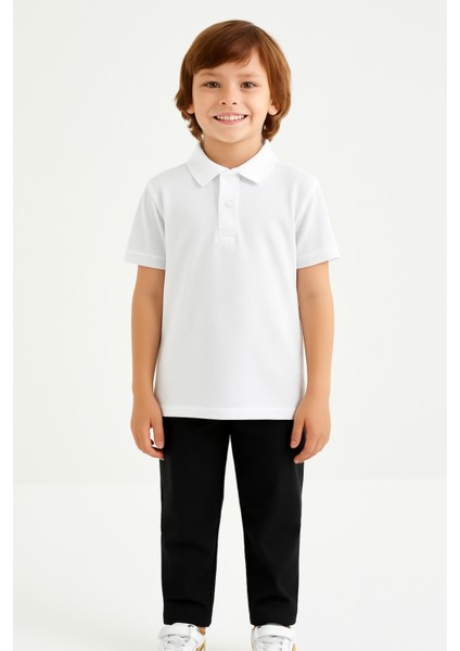 Erkek Çocuk Polo Yaka Basic Kısa Kollu Okul Tişört AK-6050