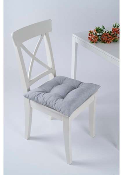 Elite Beta Gri Pofidik Sandalye Minderi Bağcıklı 40X40CM 1 Adet