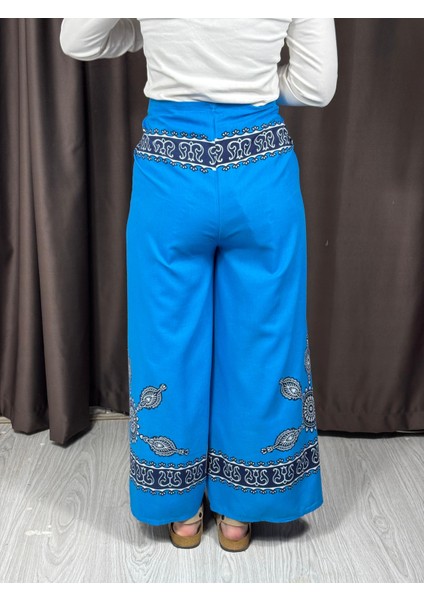 Etnik Desenli Bağlamalı Bulmaca Pantolon fırsatları
