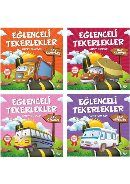 Pedagog Onaylı Eğlenceli Tekerlekler Öykü Serisi 4 Kitap (Set 1)