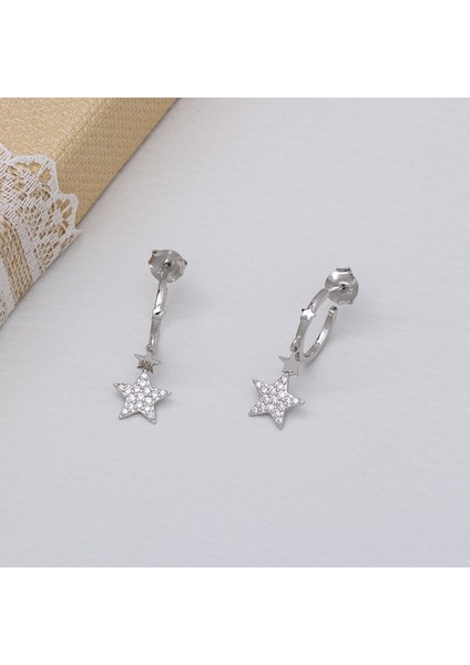Yıldız Model-2 925 Ayar Gümüş Zirkon Taşlı Kadın Küpe modelleri