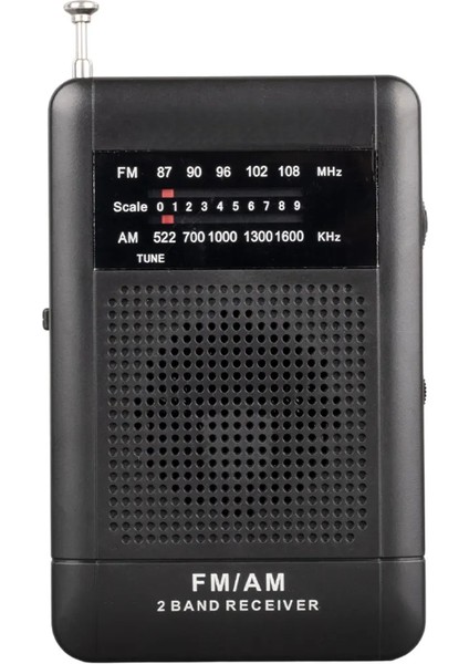 Pilli Siyah Renk Cep Tipi Analog 2 Band Fm/am Radyo-Pil ve Kulaklık Hediyeli