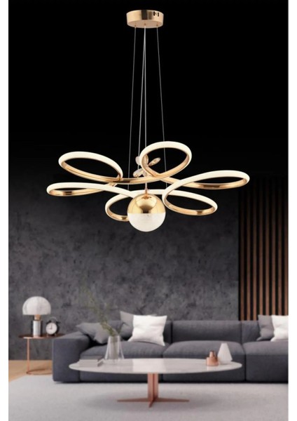 Istanbul Avize Papatya Gold 3 Renk Ledli Kumandalı Modern LED Avize